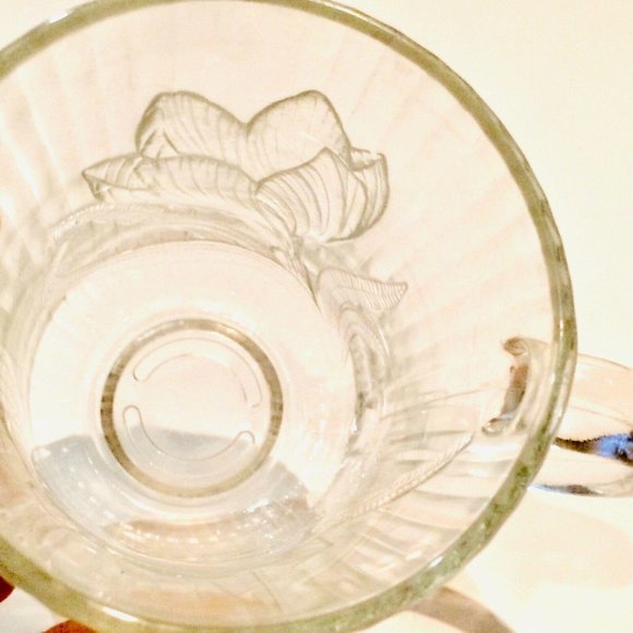 Clear Glass Lotus Flower Mug ARCOROC FRANCE Botany - Picture 6 of 12